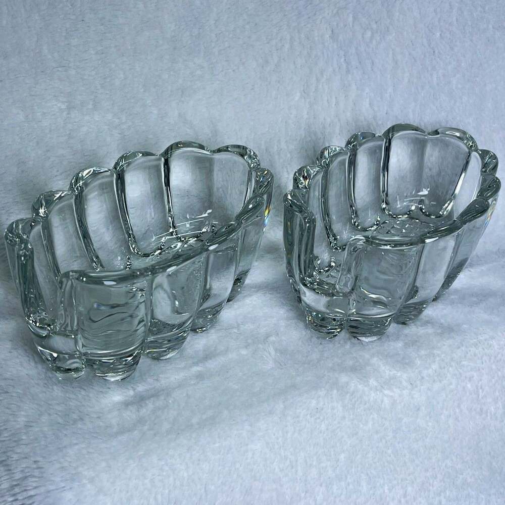 Set of 2 Vintage Princess House Crystal Utensil Spoon & Fork Rest Holders